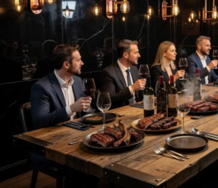 Ültetett corporate vacsora tűzön sült fogásokkal az Urbanactivityhub sötét brasserie terében