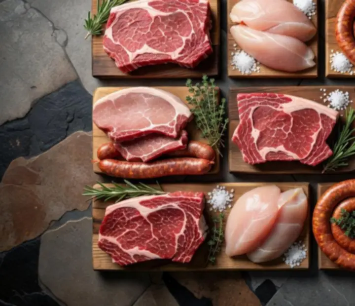 Gourmet marha- és hús válogatás tálon, fátüzelős grillhez készítve.